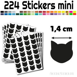 224 stickers Chat de 1.4 cm - Stickers étiquettes gommettes