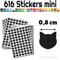616 stickers Chat de 0,8 cm - Stickers étiquettes gommettes