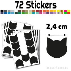 72 stickers Chat de 2.4 cm - Stickers étiquettes gommettes