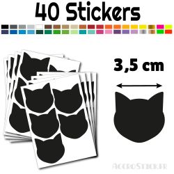 40 stickers Chat de 3.5 cm - Stickers étiquettes gommettes