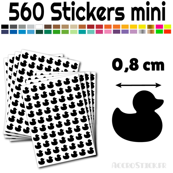 560 stickers Canard de 0,8 cm - Stickers étiquettes gommettes
