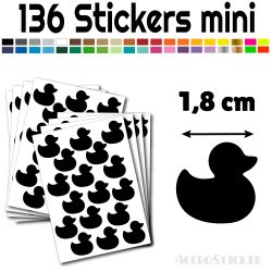 136 stickers Canard 1.8 cm - Stickers étiquettes gommettes