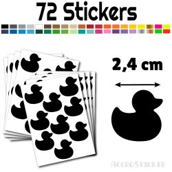 72 stickers Canard 2.4 cm - Stickers étiquettes gommettes