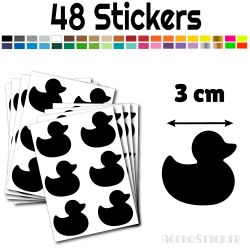 48 stickers Canard 3 cm - Stickers étiquettes gommettes