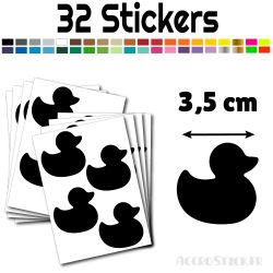 32 stickers Canard 3.5 cm - Stickers étiquettes gommettes