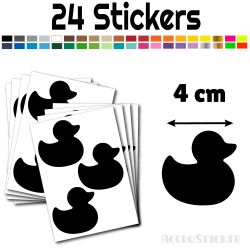 24 stickers Canard 4 cm - Stickers étiquettes gommettes