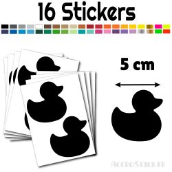 16 stickers Canard 5 cm - Stickers étiquettes gommettes