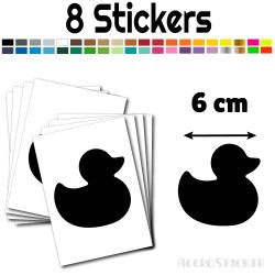 8 stickers Canard 6 cm - Stickers étiquettes gommettes