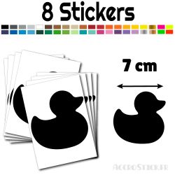 8 stickers Canard 7 cm - Stickers étiquettes gommettes
