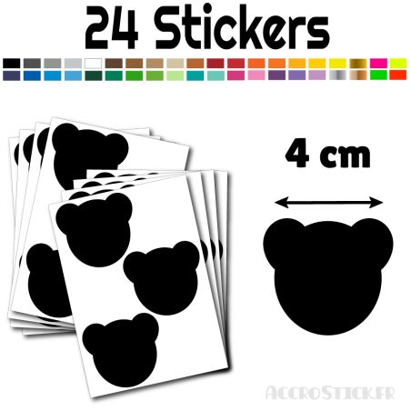 24 gommettes Ours 4 cm - Stickers polyvalents