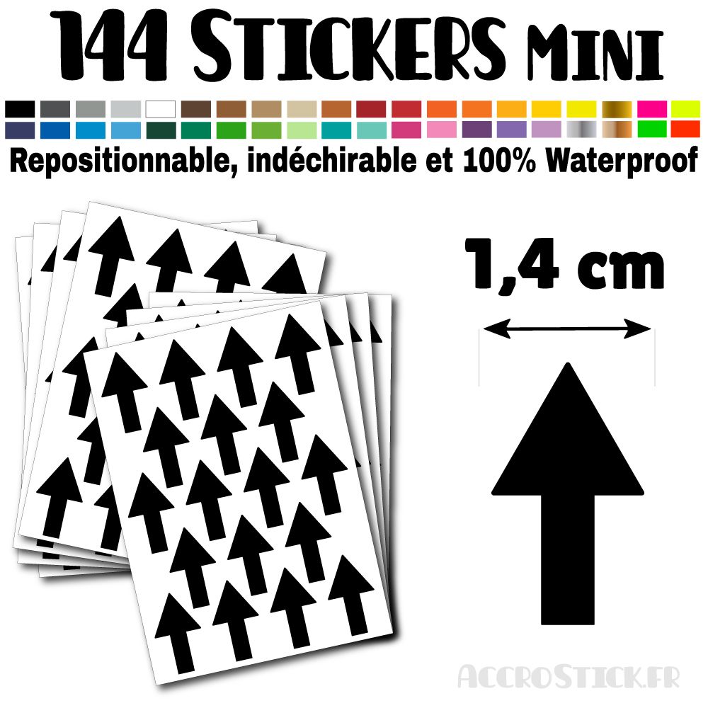 144 Flèches 1,4 cm - Stickers mini gommettes