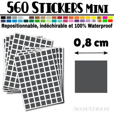 560 Carrés 0,8 cm - Stickers mini gommettes