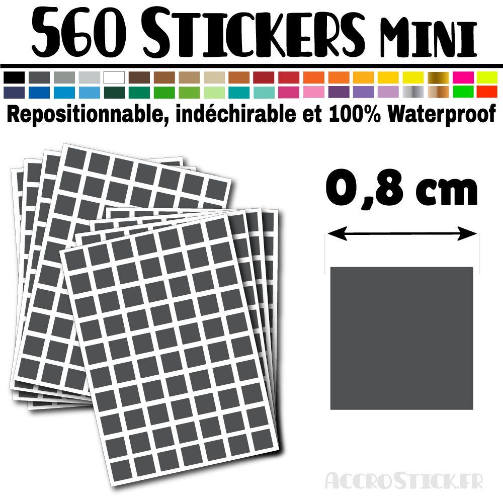 560 Carrés 0,8 cm - Stickers mini gommettes 560 Carrés 0,8 cm - Stickers mini gommettes