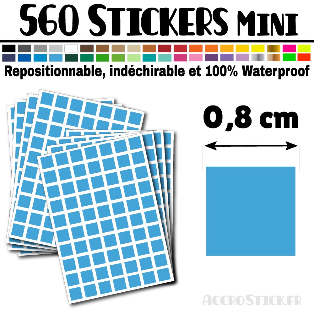 560 Carrés 0,8 cm - Stickers mini gommettes 560 Carrés 0,8 cm - Stickers mini gommettes