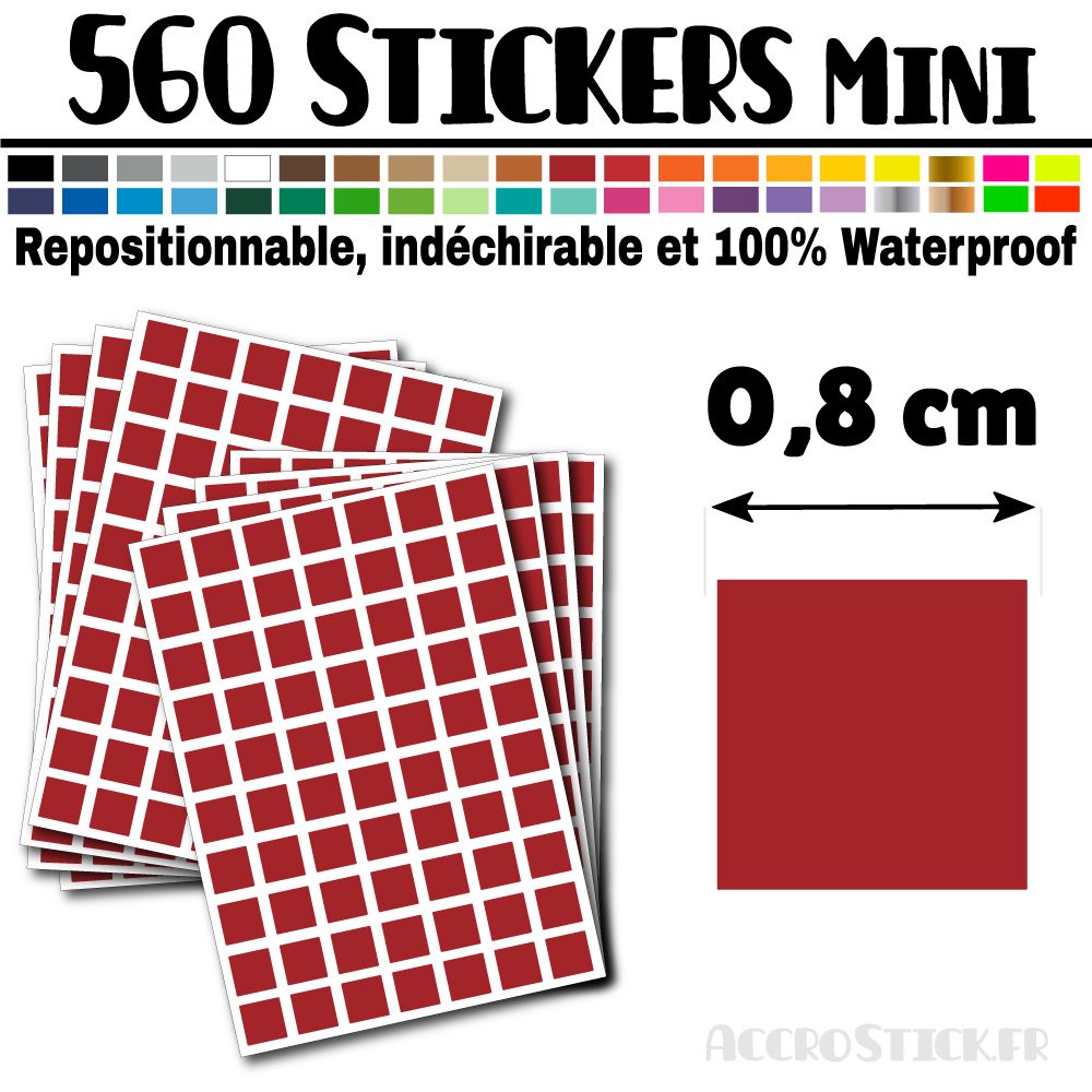 560 Carrés 0,8 cm - Stickers mini gommettes 560 Carrés 0,8 cm - Stickers mini gommettes