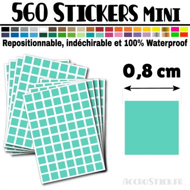 560 Carrés 0,8 cm - Stickers mini gommettes