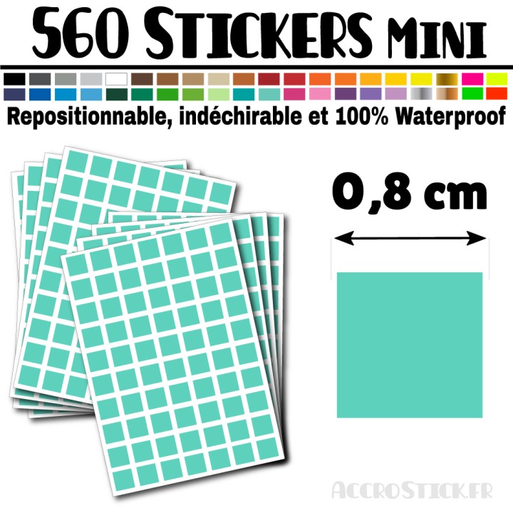 560 Carrés 0,8 cm - Stickers mini gommettes
