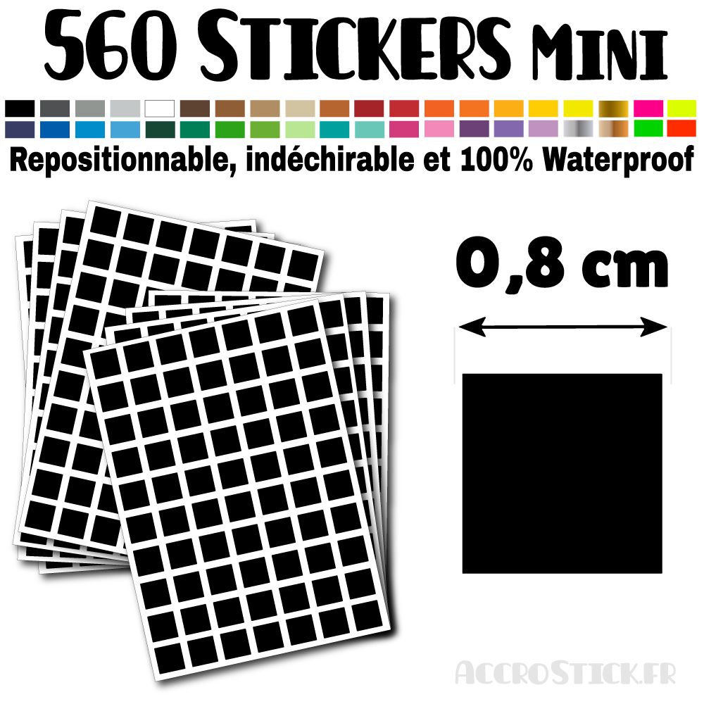 560 Carrés 0,8 cm - Stickers mini gommettes