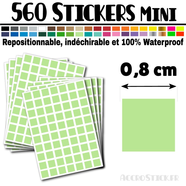 560 Carrés 0,8 cm - Stickers mini gommettes