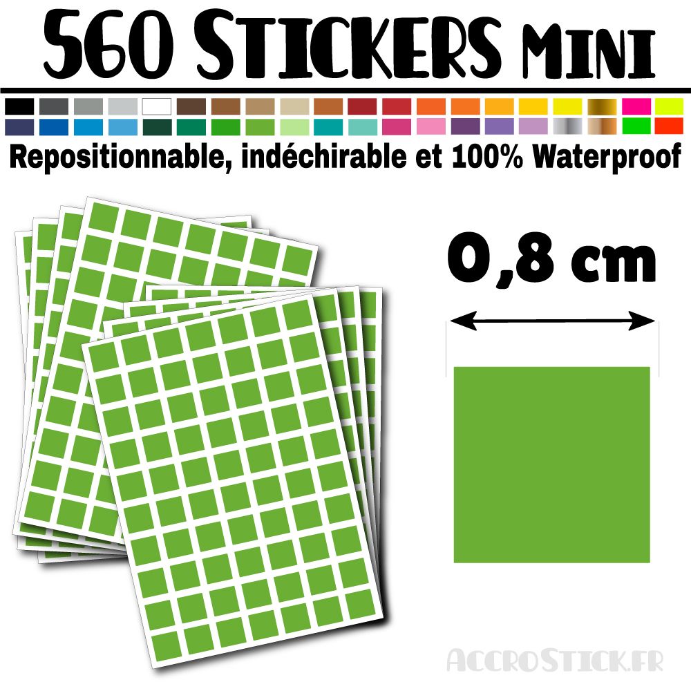 560 Carrés 0,8 cm - Stickers mini gommettes 560 Carrés 0,8 cm - Stickers mini gommettes