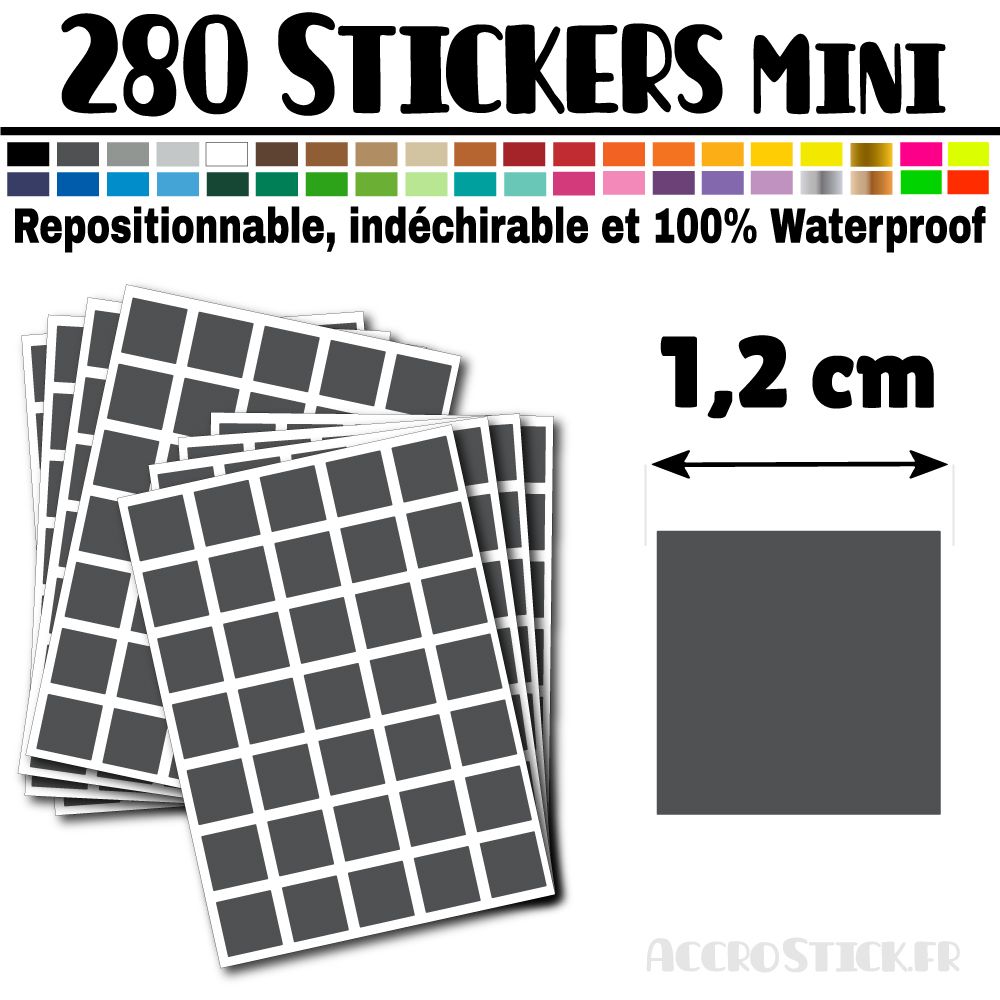 280 Carrés 1,2 cm - Stickers mini gommettes 280 Carrés 1,2 cm - Stickers mini gommettes