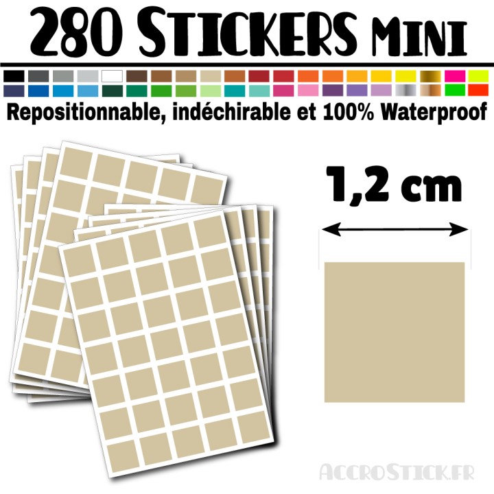 280 Carrés 1,2 cm - Stickers mini gommettes