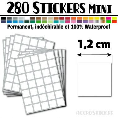 280 Carrés 1,2 cm - Stickers mini gommettes