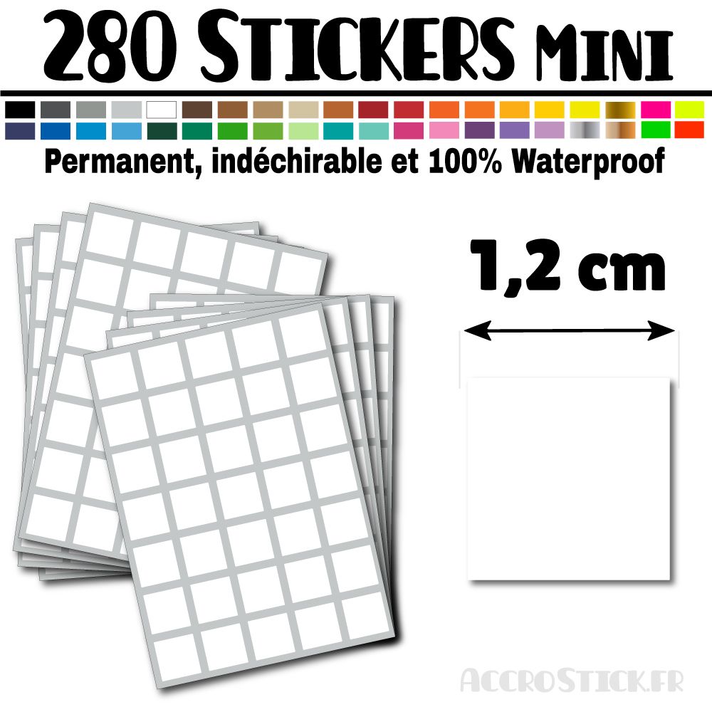 280 Carrés 1,2 cm - Stickers mini gommettes 280 Carrés 1,2 cm - Stickers mini gommettes