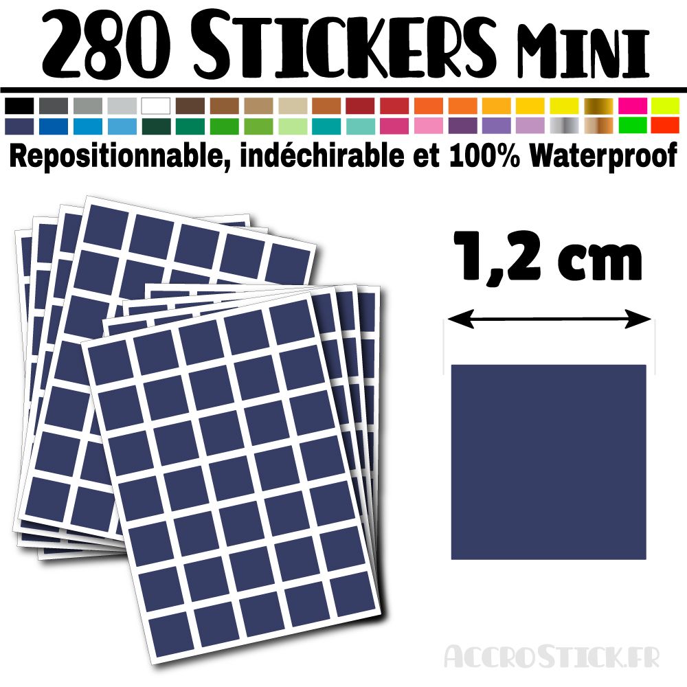 280 Carrés 1,2 cm - Stickers mini gommettes 280 Carrés 1,2 cm - Stickers mini gommettes