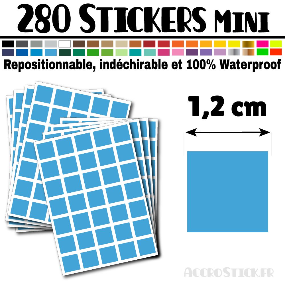 280 Carrés 1,2 cm - Stickers mini gommettes 280 Carrés 1,2 cm - Stickers mini gommettes