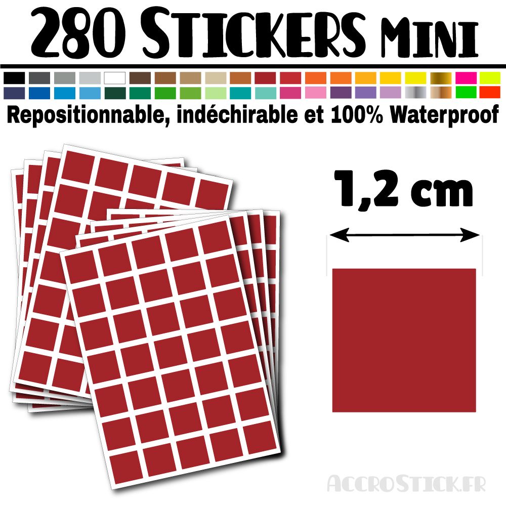 280 Carrés 1,2 cm - Stickers mini gommettes 280 Carrés 1,2 cm - Stickers mini gommettes