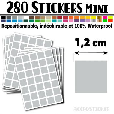 280 Carrés 1,2 cm - Stickers mini gommettes