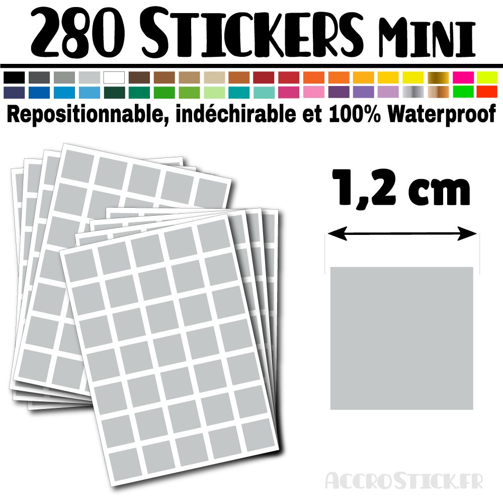 280 Carrés 1,2 cm - Stickers mini gommettes 280 Carrés 1,2 cm - Stickers mini gommettes