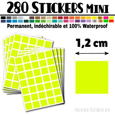 280 Carrés 1,2 cm - Stickers mini gommettes