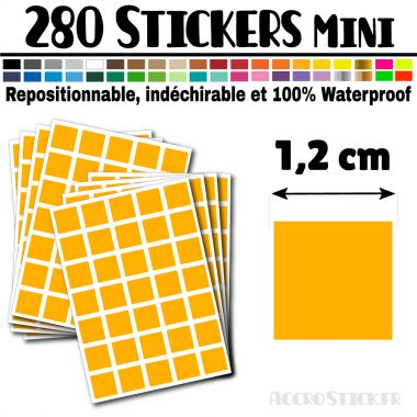 280 Carrés 1,2 cm - Stickers mini gommettes