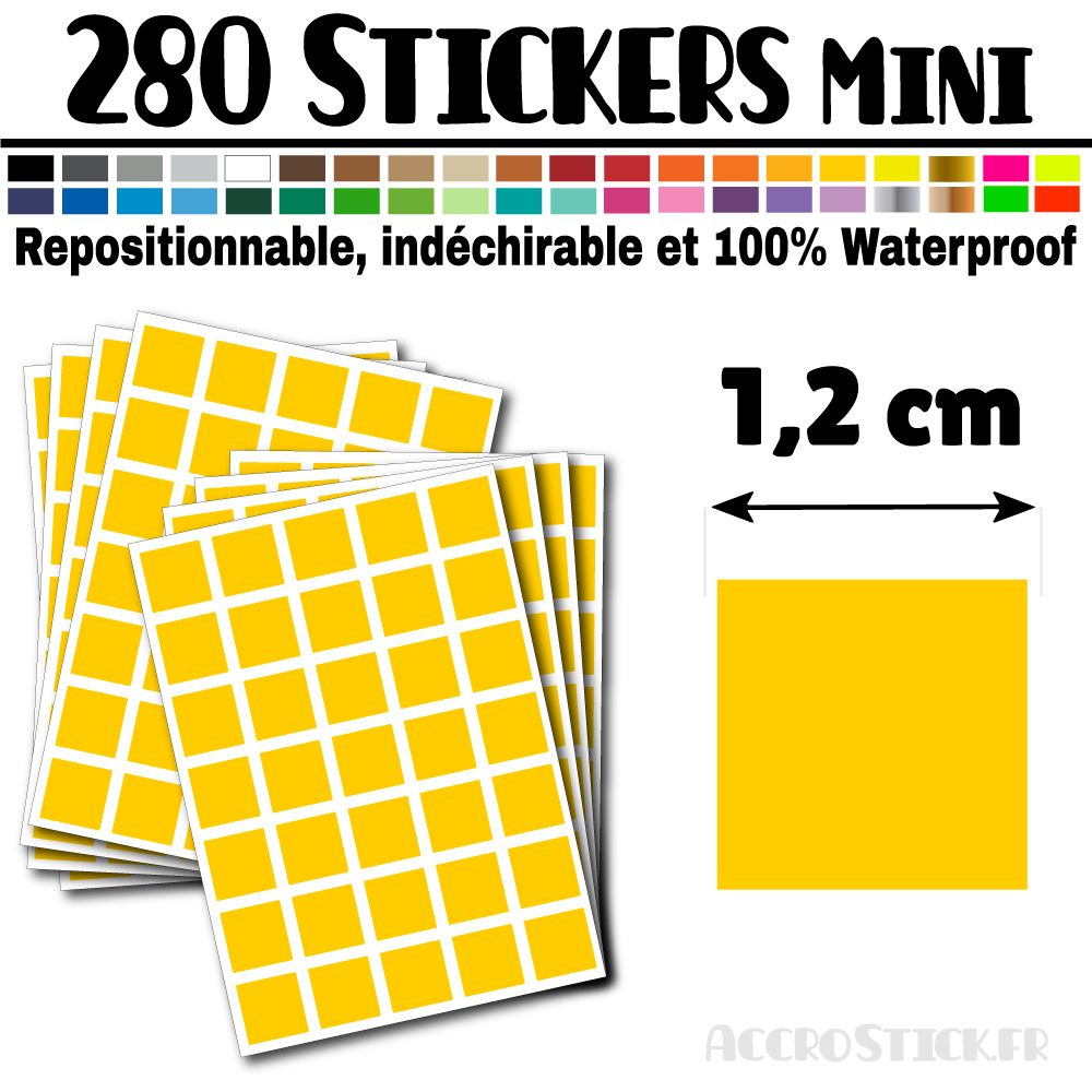 280 Carrés 1,2 cm - Stickers mini gommettes 280 Carrés 1,2 cm - Stickers mini gommettes