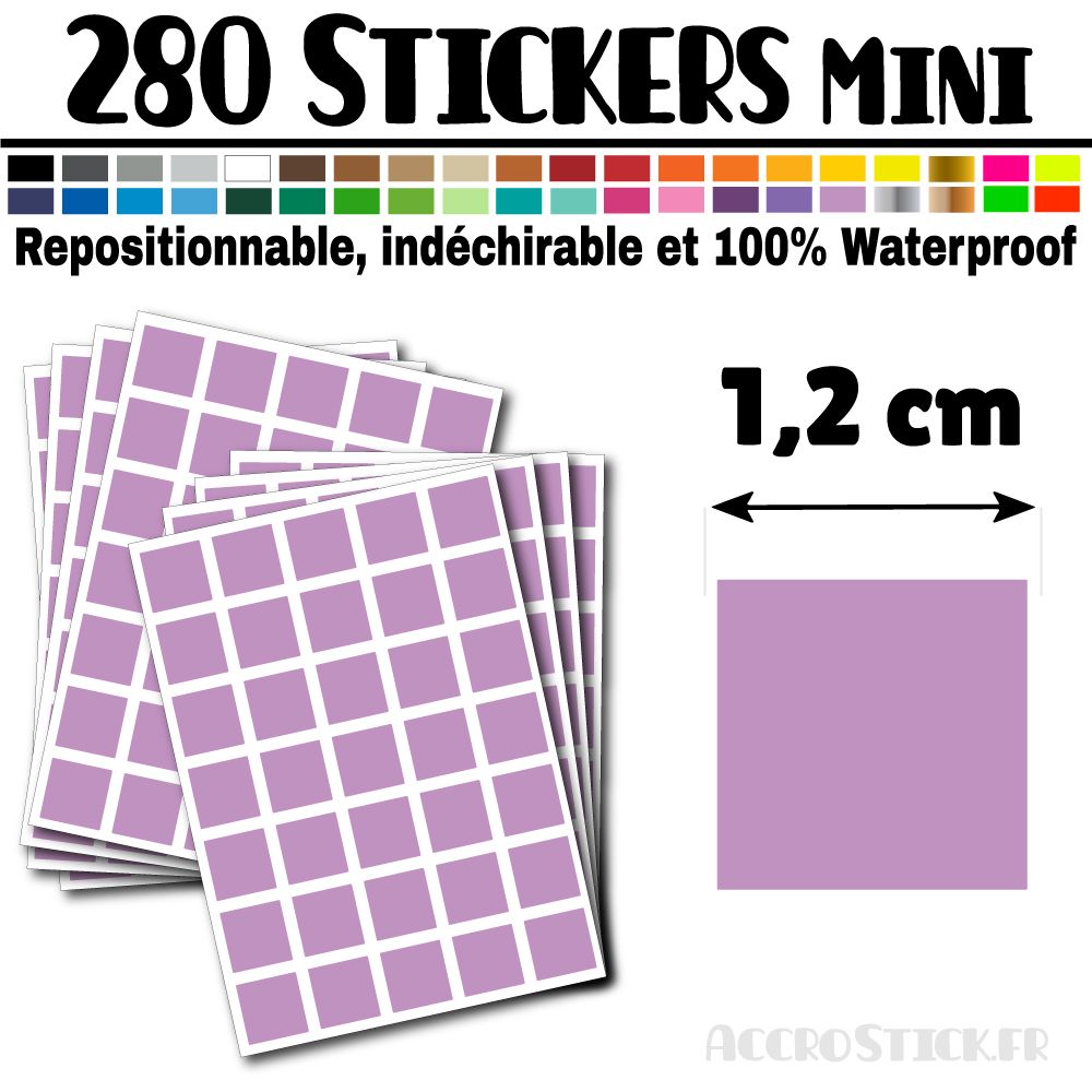 280 Carrés 1,2 cm - Stickers mini gommettes 280 Carrés 1,2 cm - Stickers mini gommettes