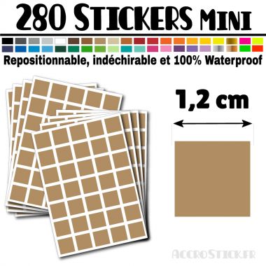 280 Carrés 1,2 cm - Stickers mini gommettes