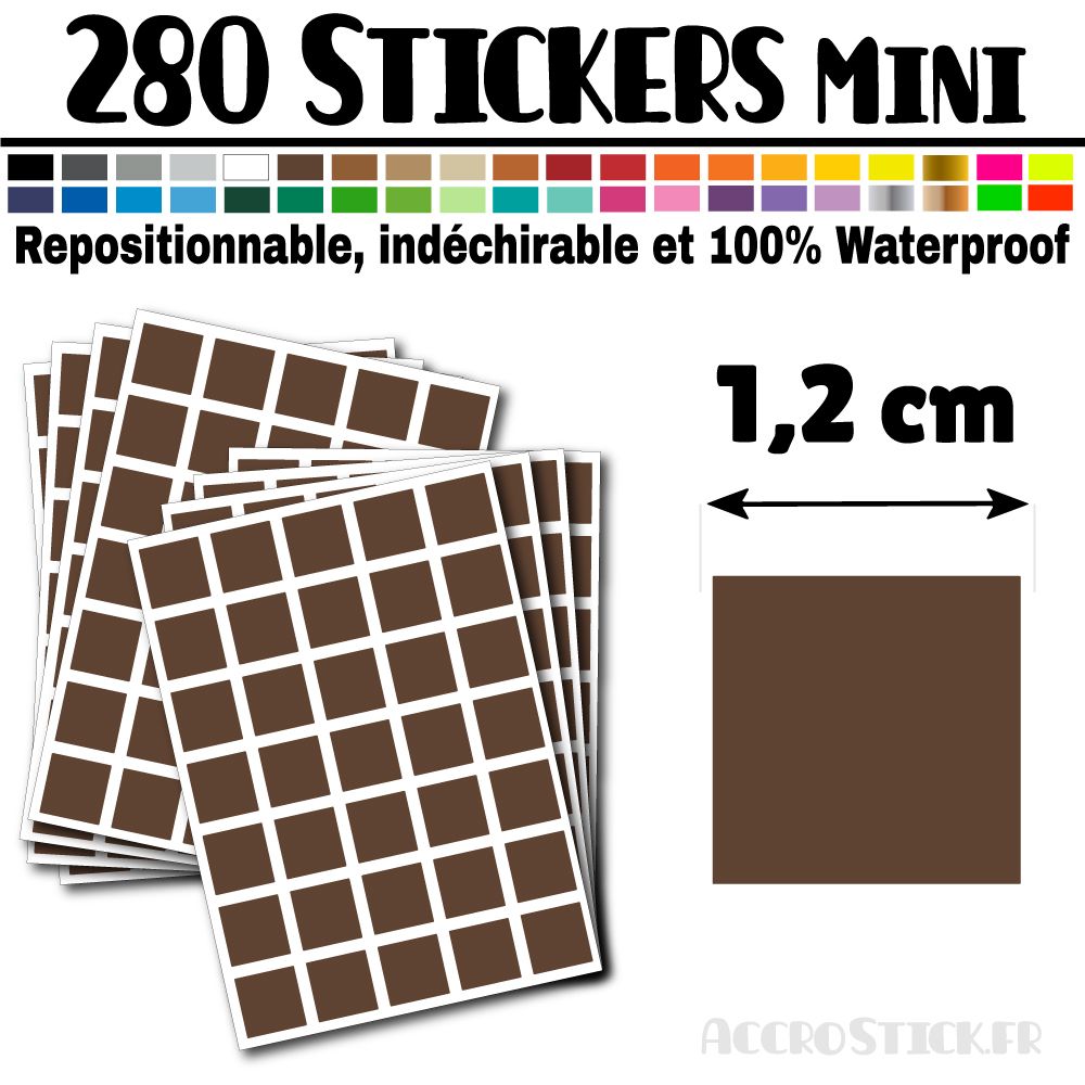 280 Carrés 1,2 cm - Stickers mini gommettes 280 Carrés 1,2 cm - Stickers mini gommettes