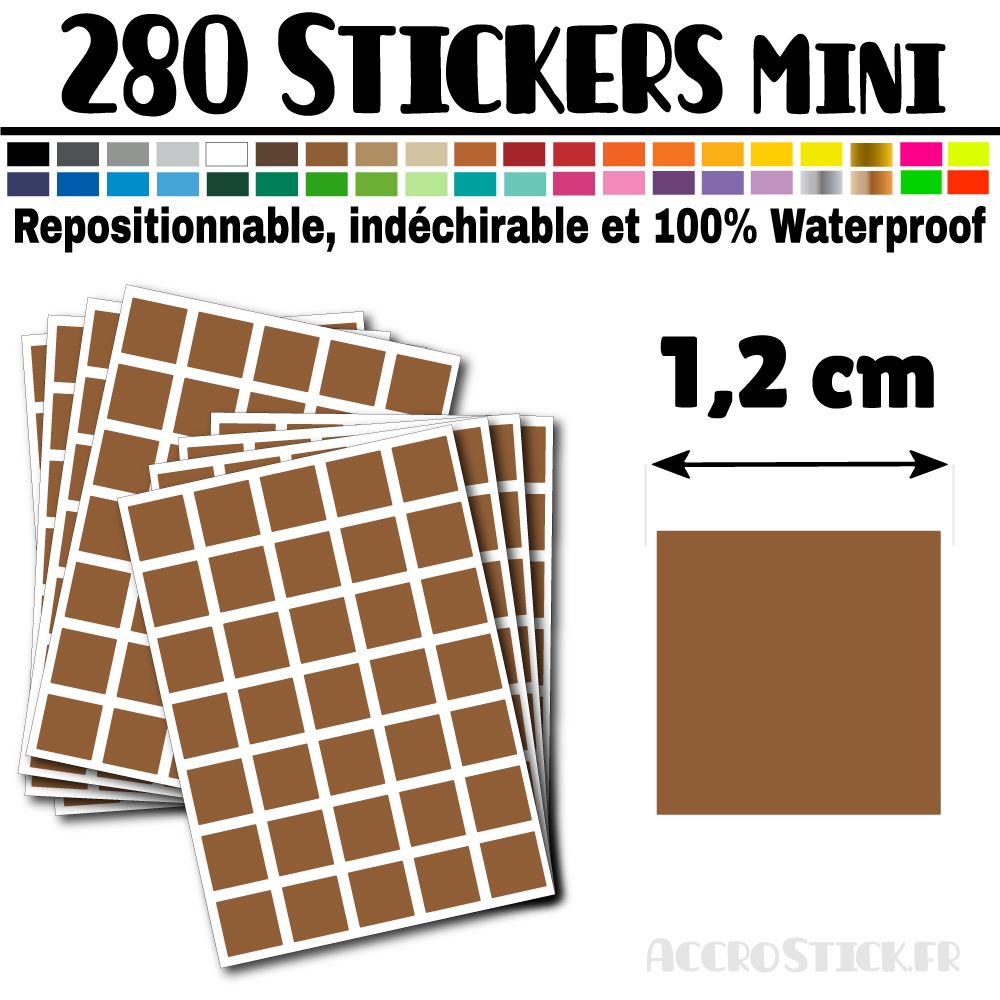 280 Carrés 1,2 cm - Stickers mini gommettes 280 Carrés 1,2 cm - Stickers mini gommettes