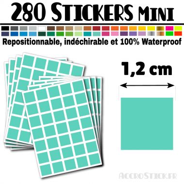 280 Carrés 1,2 cm - Stickers mini gommettes