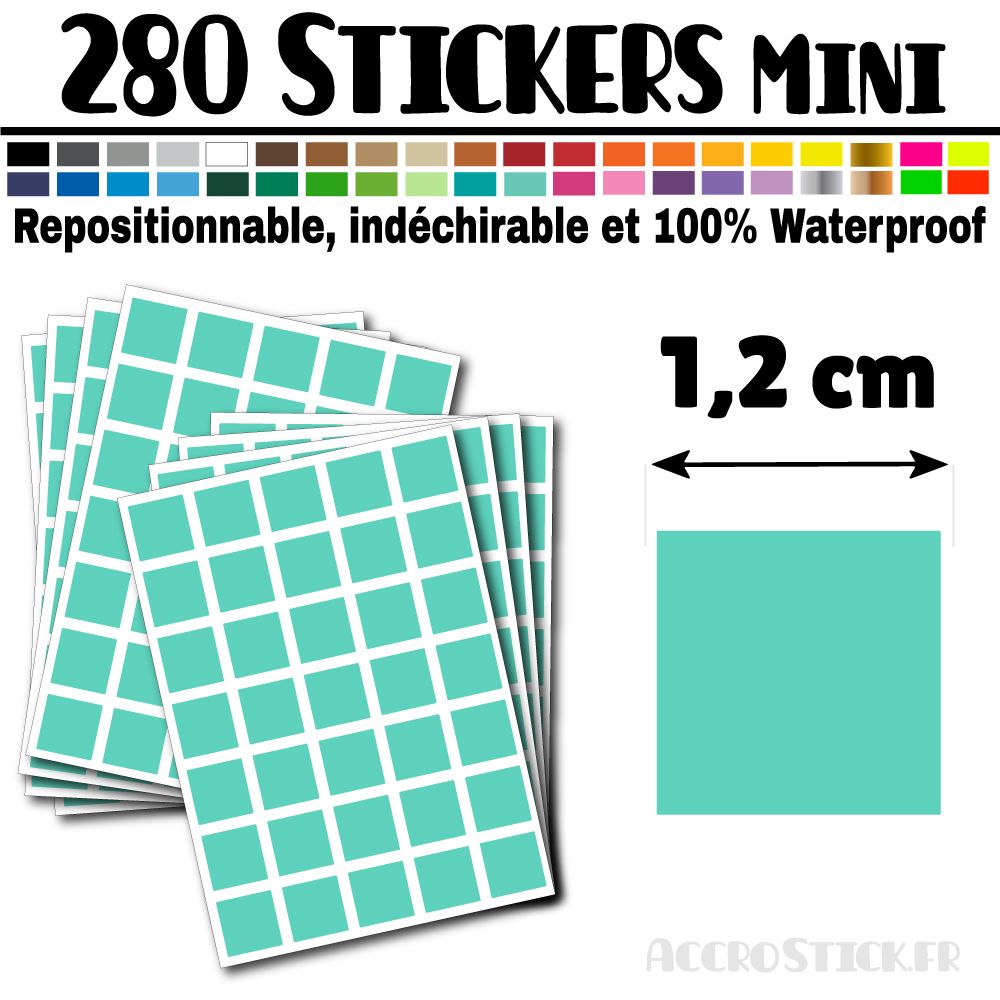 280 Carrés 1,2 cm - Stickers mini gommettes 280 Carrés 1,2 cm - Stickers mini gommettes