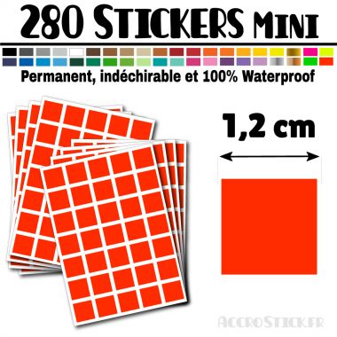 280 Carrés 1,2 cm - Stickers mini gommettes