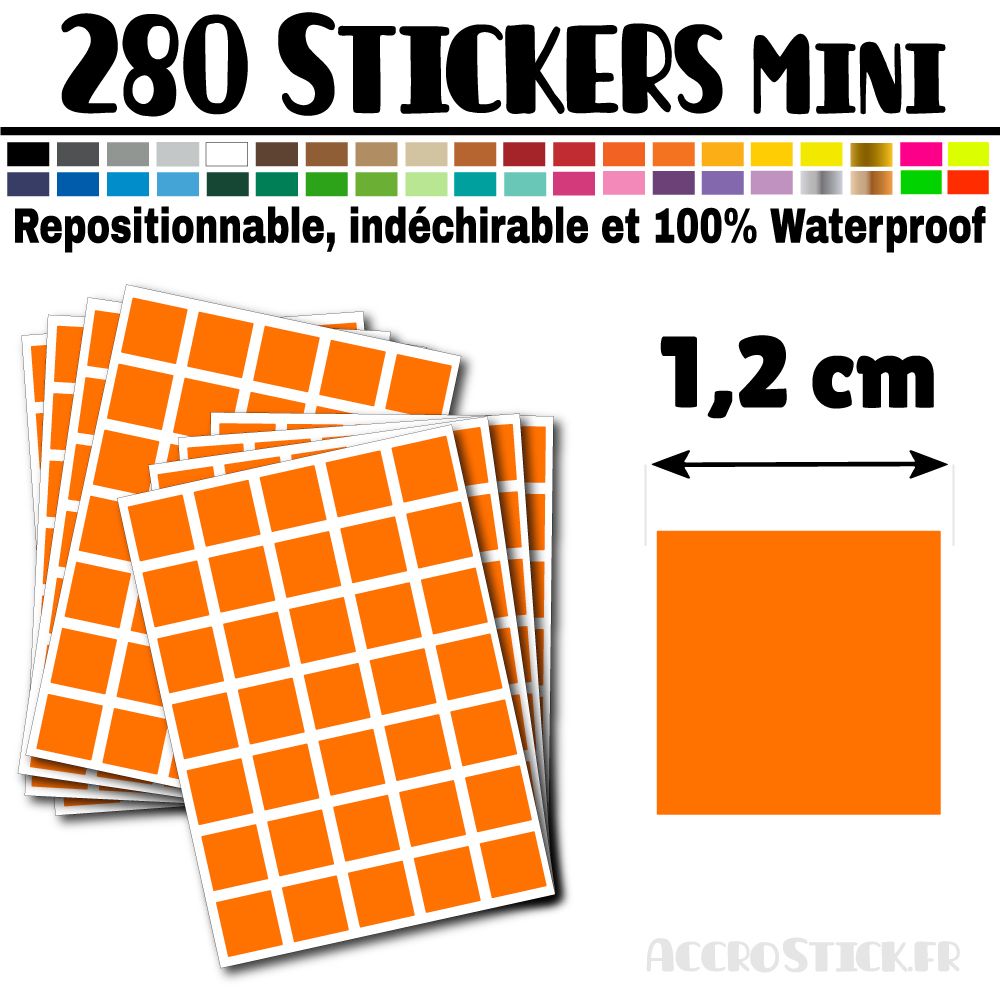 280 Carrés 1,2 cm - Stickers mini gommettes 280 Carrés 1,2 cm - Stickers mini gommettes