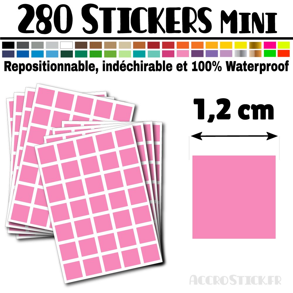 280 Carrés 1,2 cm - Stickers mini gommettes 280 Carrés 1,2 cm - Stickers mini gommettes