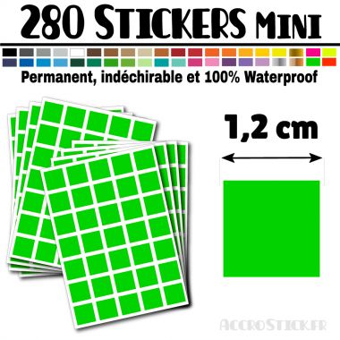 280 Carrés 1,2 cm - Stickers mini gommettes