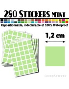 280 Carrés 1,2 cm - Stickers mini gommettes