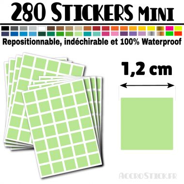 280 Carrés 1,2 cm - Stickers mini gommettes