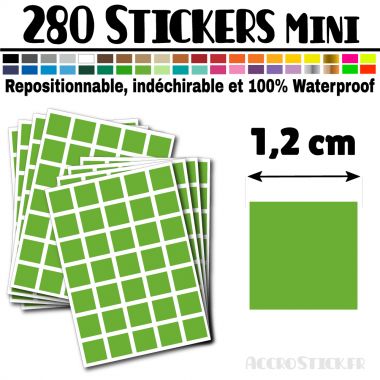 280 Carrés 1,2 cm - Stickers mini gommettes