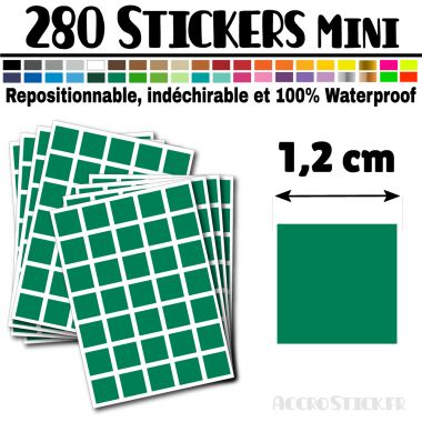 280 Carrés 1,2 cm - Stickers mini gommettes